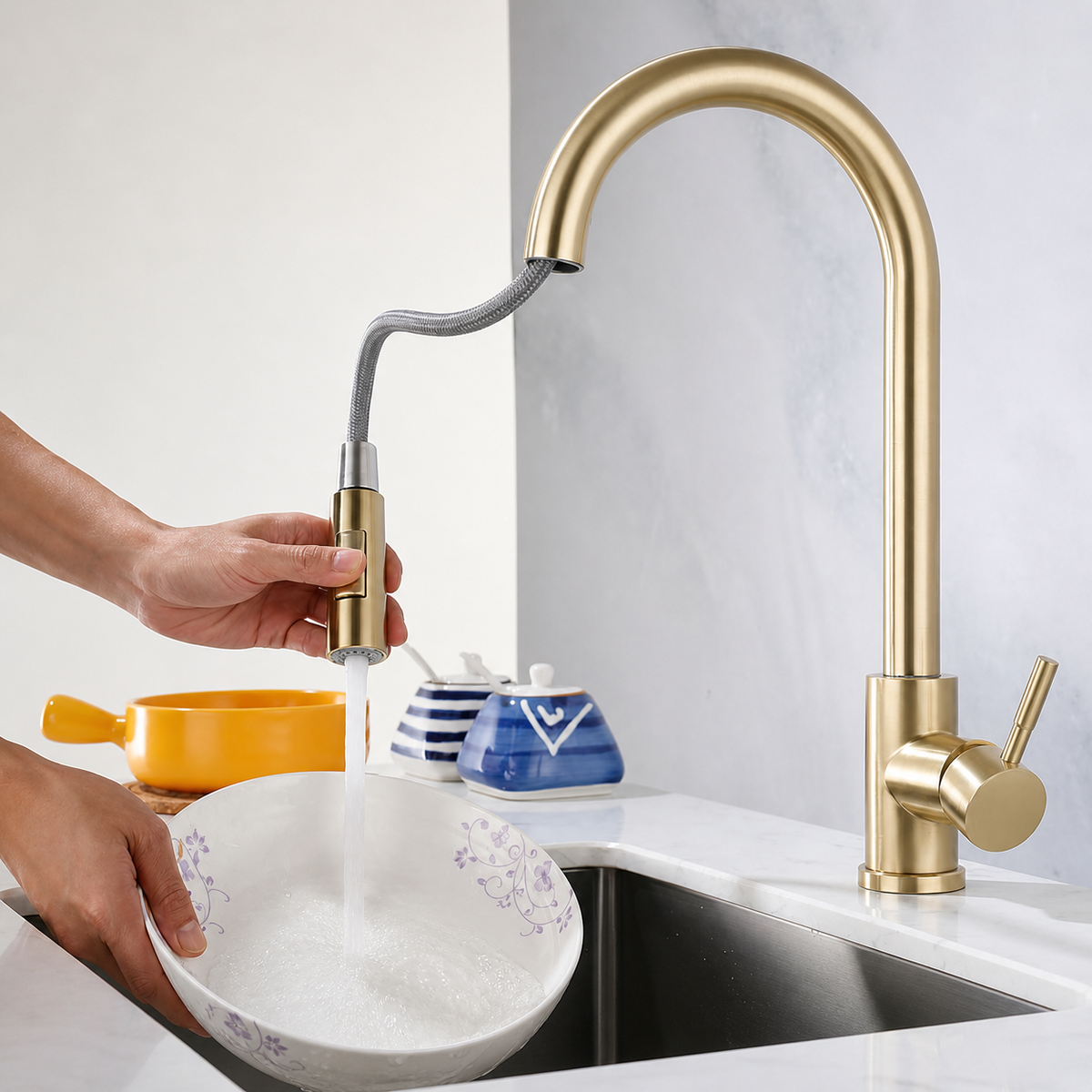 Grifo de Cocina Monomando Extraíble con Cabezal de Ducha