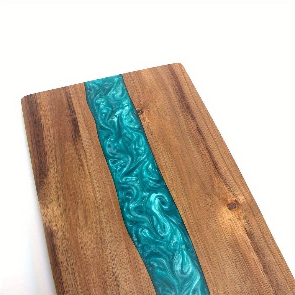 Tabla de Madera de Acacia con Resina Efecto Río para Quesos