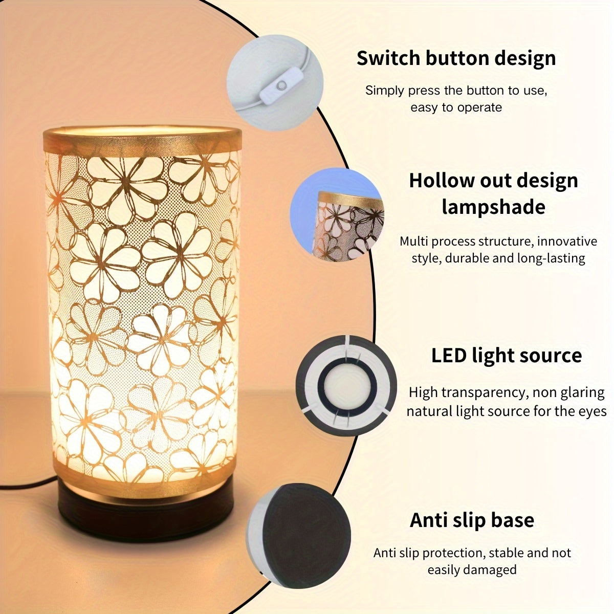 Lámpara de Mesa USB Floral Nórdica con Pantalla de Girasol
