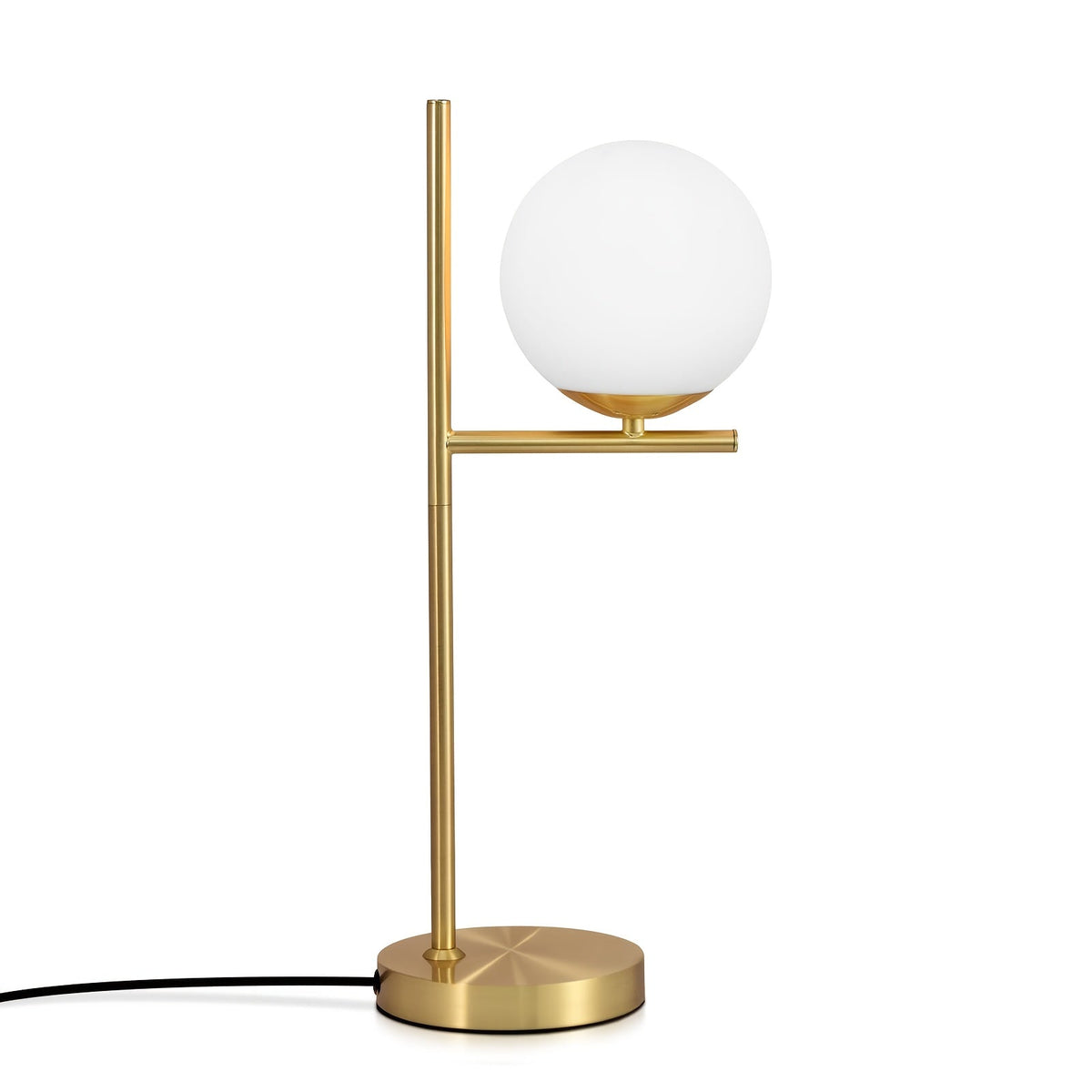 Lámpara de Mesa Dorada Moderna con Globo de Vidrio Blanco