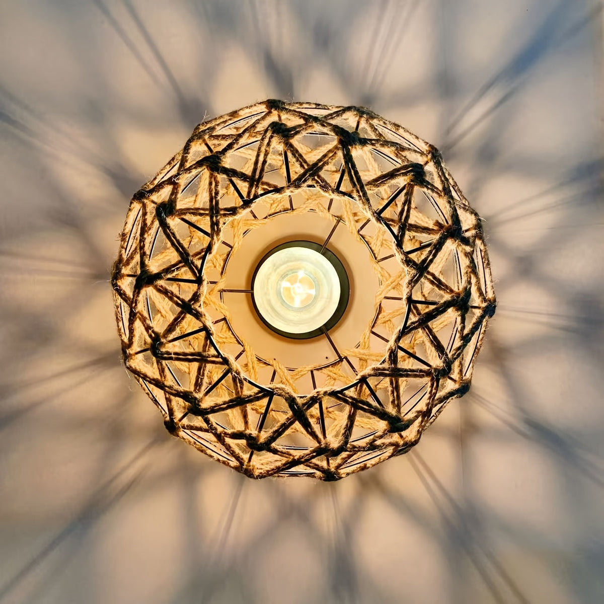 Plafón de Cuerda de Cáñamo Boho Tejido a Mano Rústico