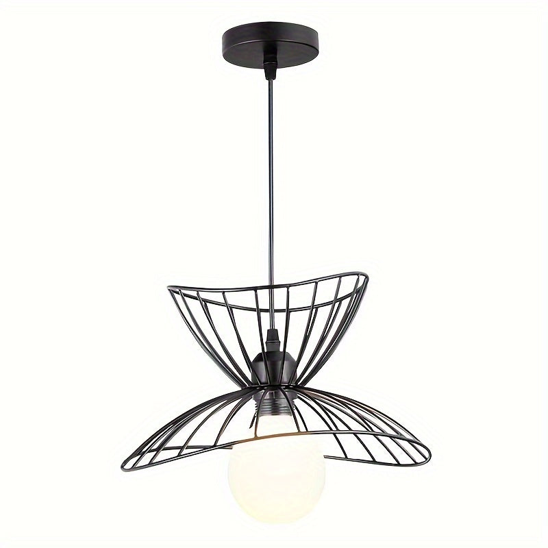 Lámpara Colgante Retro Negra Industrial de Metal y Alambre