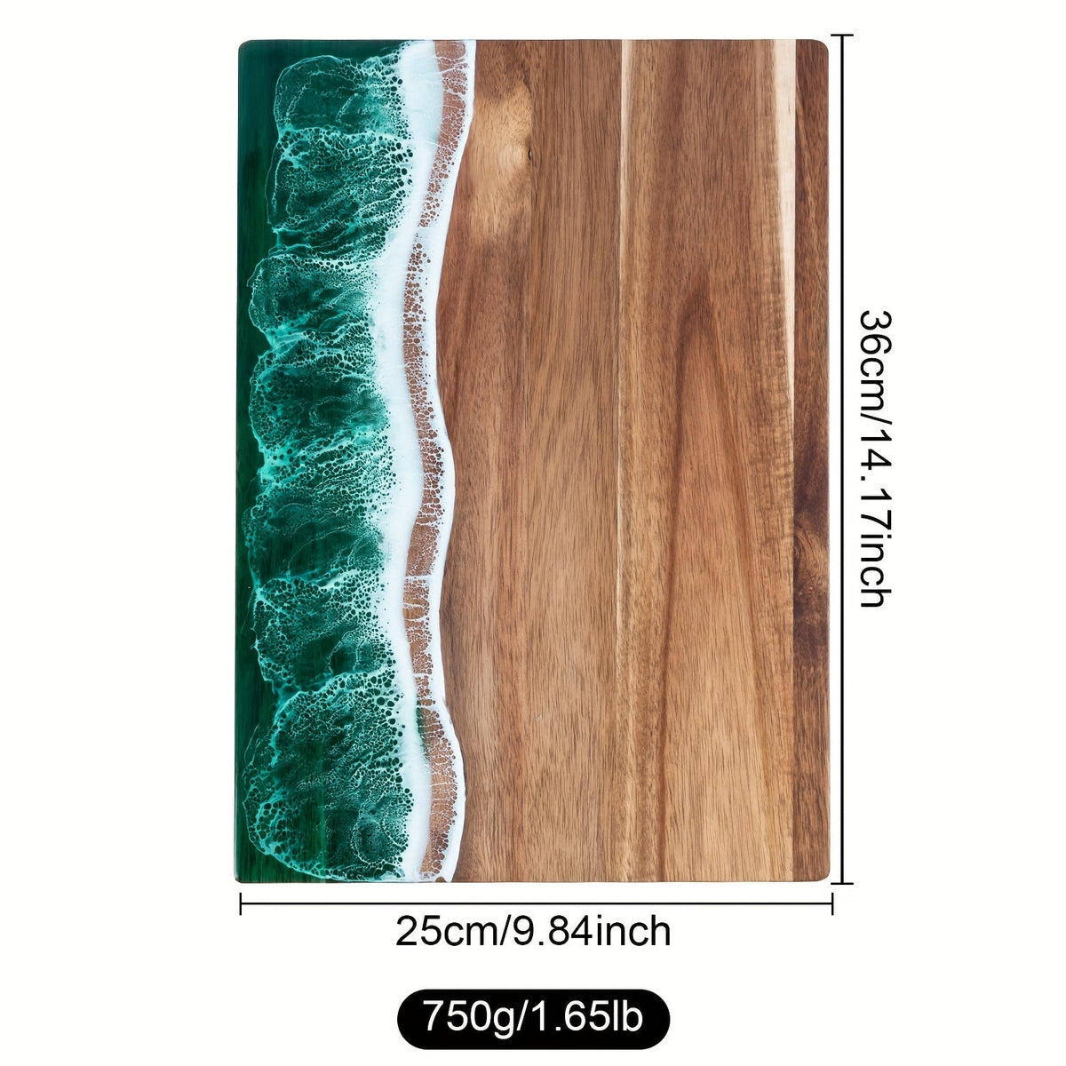 Tabla de Madera de Acacia con Resina Efecto Ola del Océano