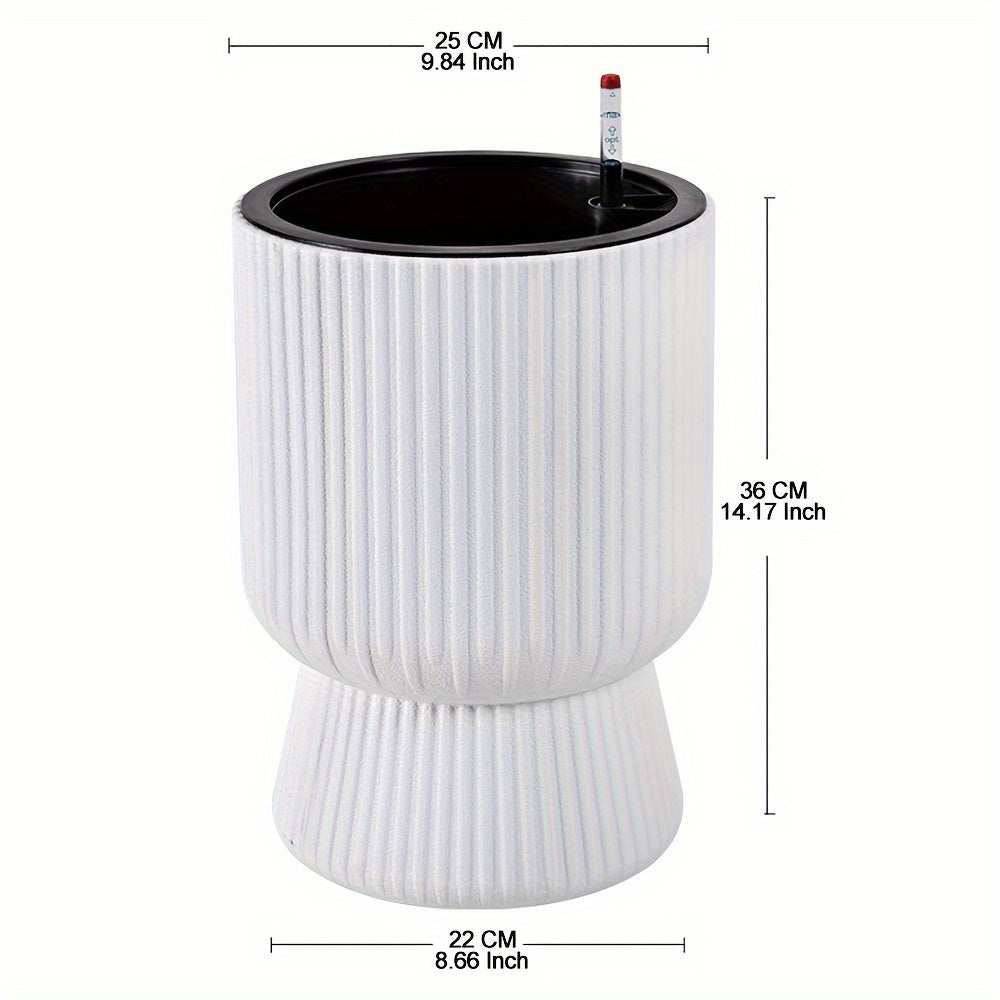 Maceta de Autorriego Blanca Copa con Indicador de Agua