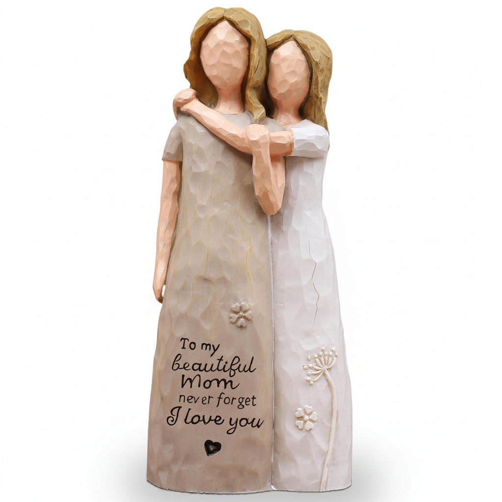 Figura Decorativa Madre e Hija Abrazo Escultura en Colores