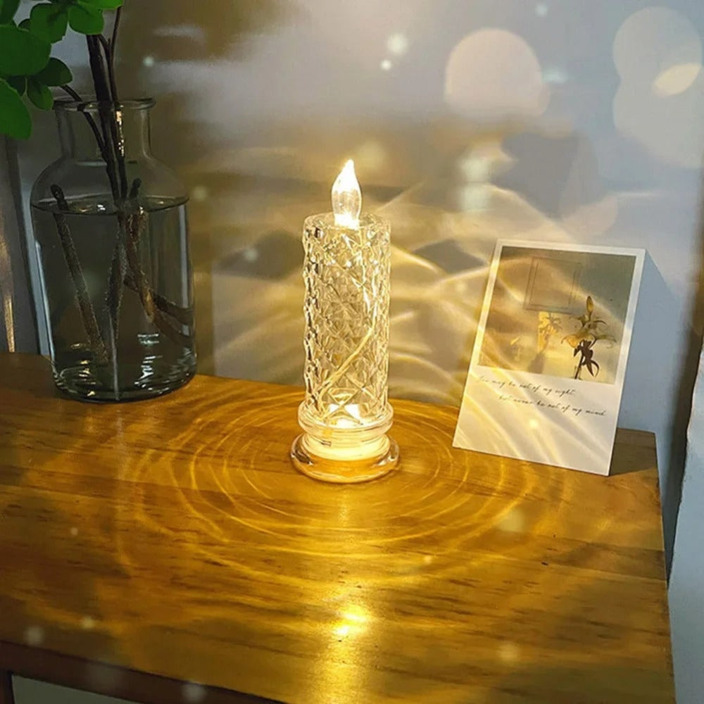 Vela LED sin Llama de Cristal con Luz Cálida Decorativa