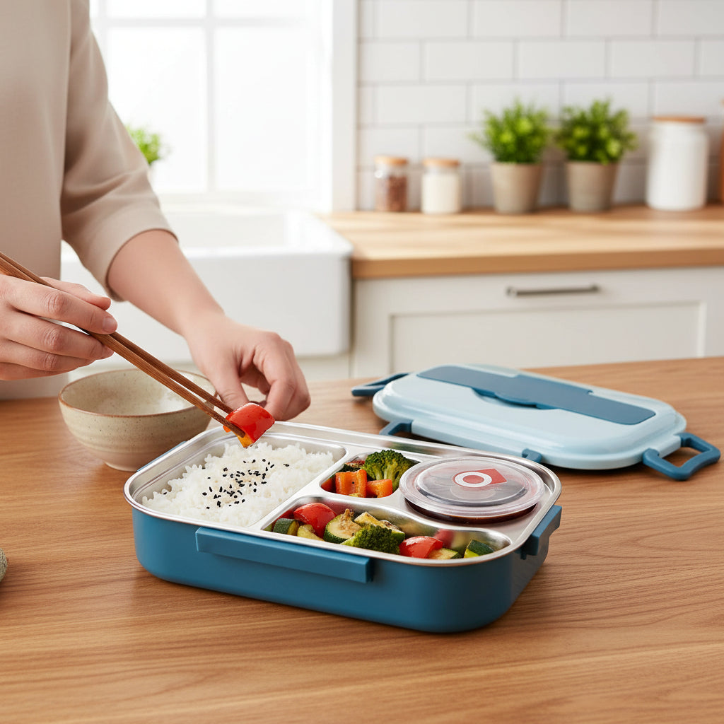 Fiambrera Bento Aislada con Compartimentos en 4 Colores