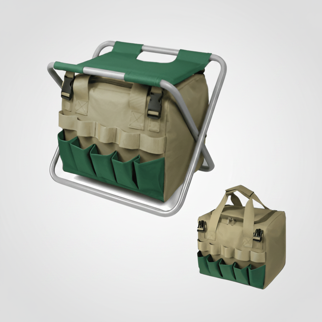 Set de Herramientas de Jardín con Taburete Plegable Portátil