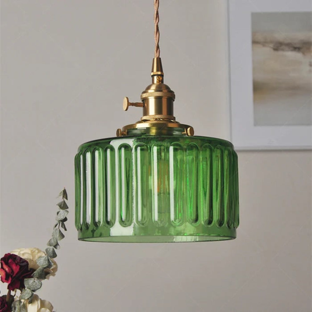 Lámpara Colgante de Vidrio Verde o Claro Vintage Ajustable