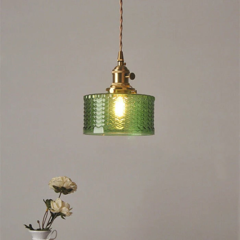 Lámpara Colgante de Vidrio Verde o Claro Vintage Ajustable