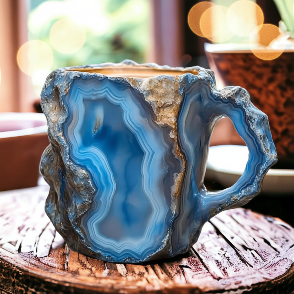 Taza de Café de Cristal Artesanal Aislada, Efecto Mineral