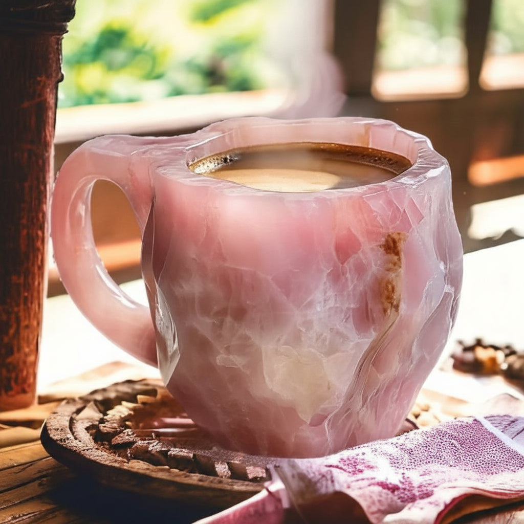 Taza de Café de Cristal Artesanal Aislada, Efecto Mineral