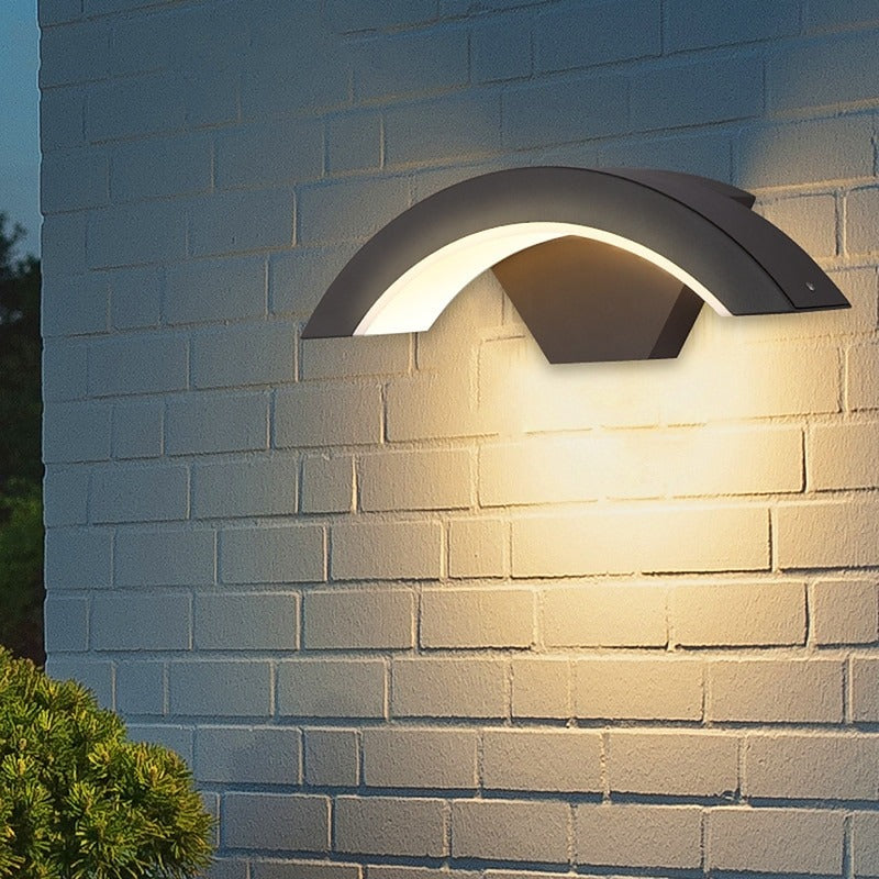 Aplique de Pared Exterior LED Curvo IP65 de Aluminio Negro