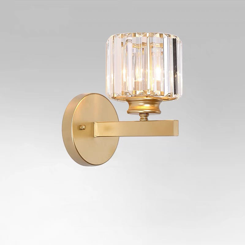 Aplique de Pared de Cristal y Hierro Moderno Negro u Oro