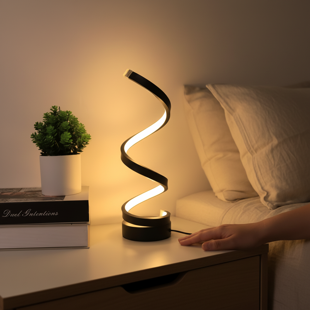 Lámpara de Escritorio LED en Espiral con Pinza Ajustable