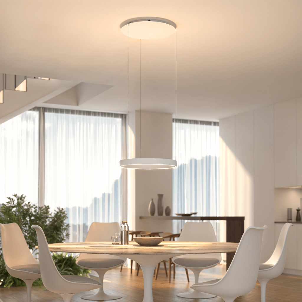 Lámpara Colgante LED de Techo Minimalista en Negro o Cuero