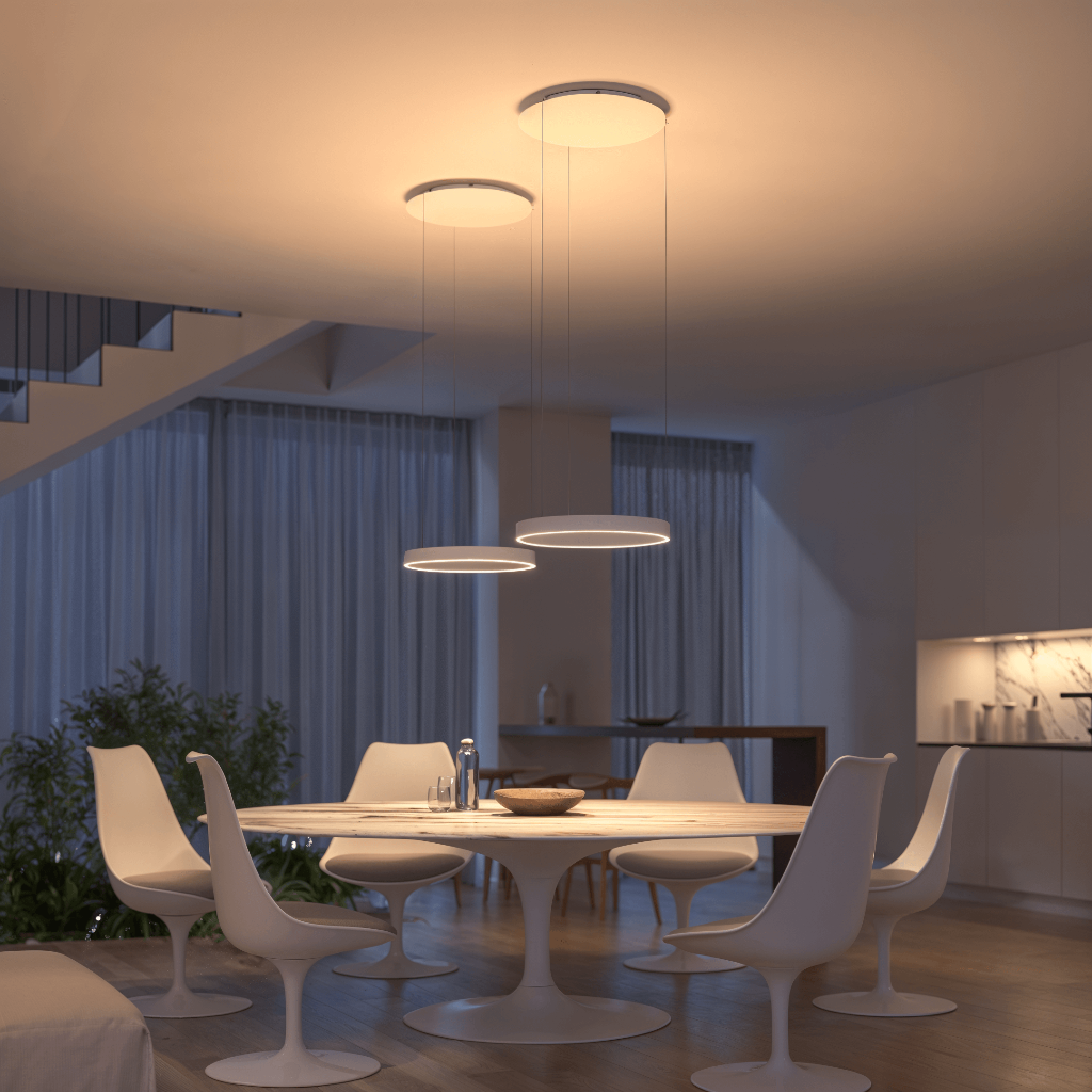 Lámpara Colgante LED de Techo Minimalista en Negro o Cuero