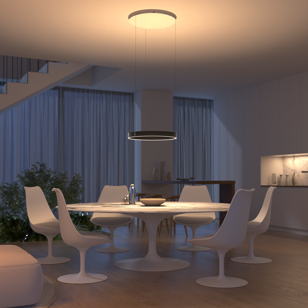 Lámpara Colgante LED de Techo Minimalista en Negro o Cuero