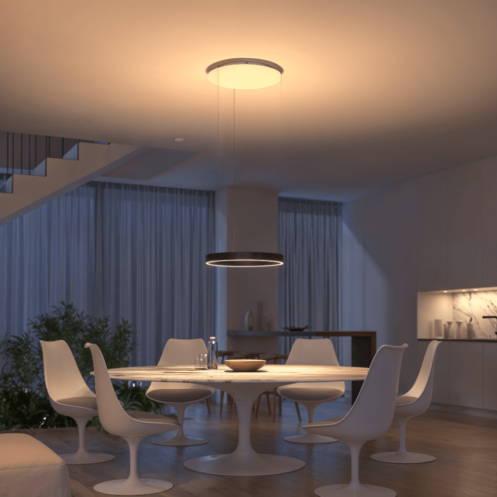 Lámpara Colgante LED de Techo Minimalista en Negro o Cuero