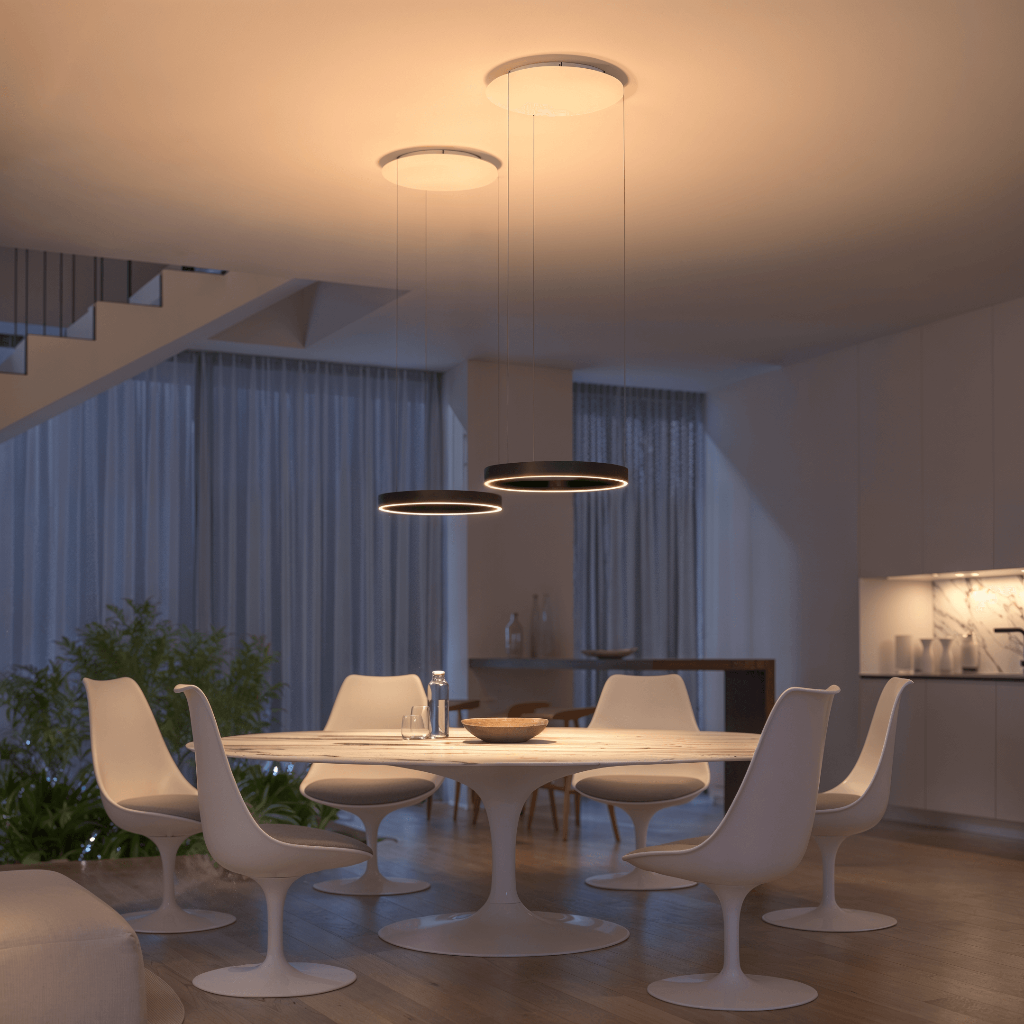 Lámpara Colgante LED de Techo Minimalista en Negro o Cuero