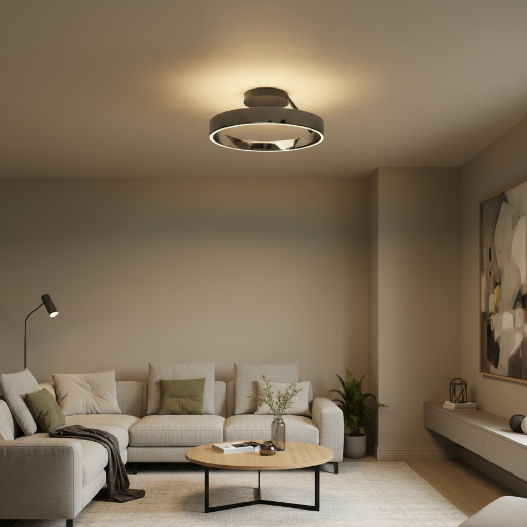 Plafón LED Empotrado Redondo de Perfil Bajo, Cromo o Blanco