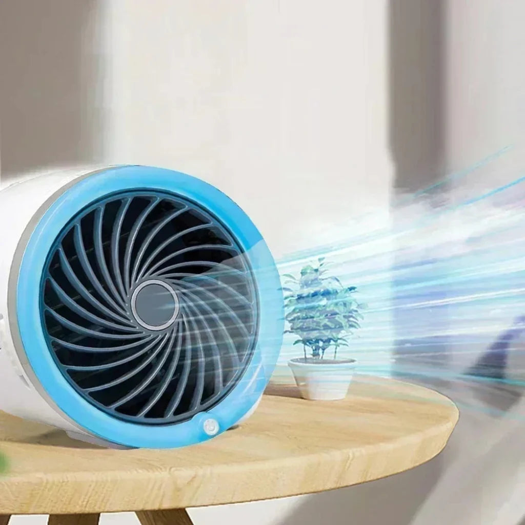 Ventilador Portátil con Luces LED y Acumuladores de Hielo
