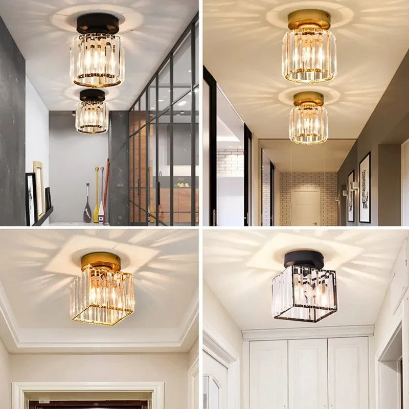Plafón de Techo de Cristal para Pasillo Oro o Negro Elegante