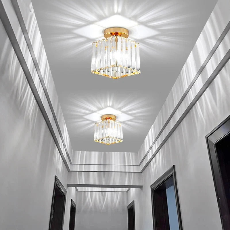 Plafón de Techo de Cristal para Pasillo Oro o Negro Elegante