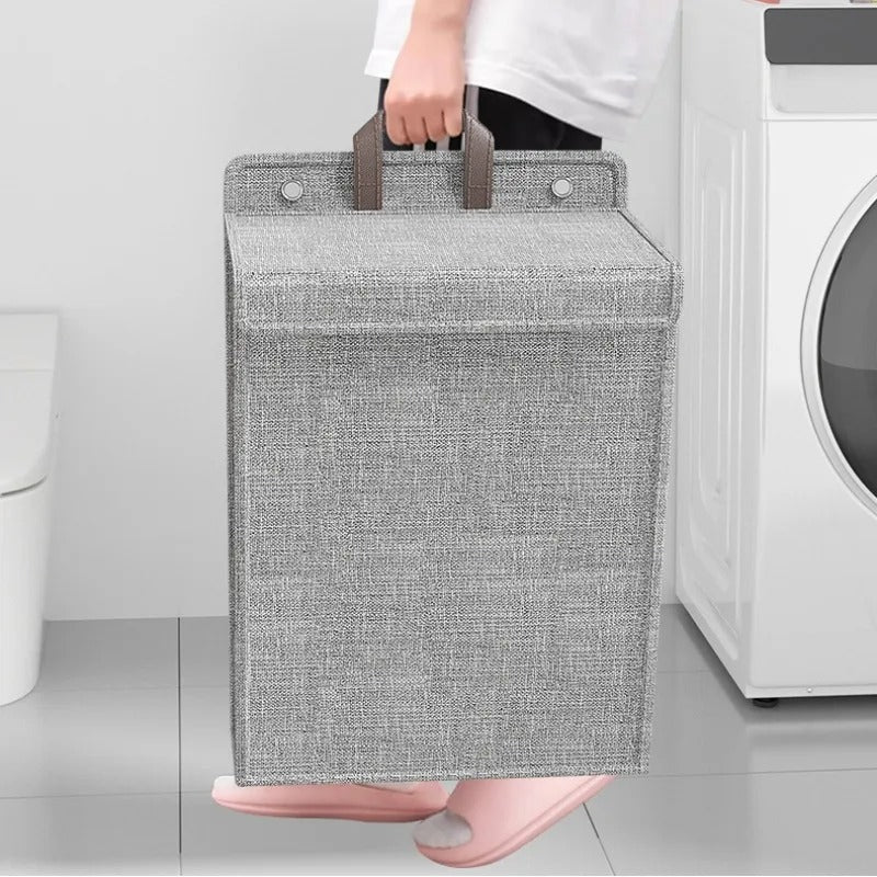 Cesto de Ropa Plegable Adhesivo de Pared Wallora Sin Taladro