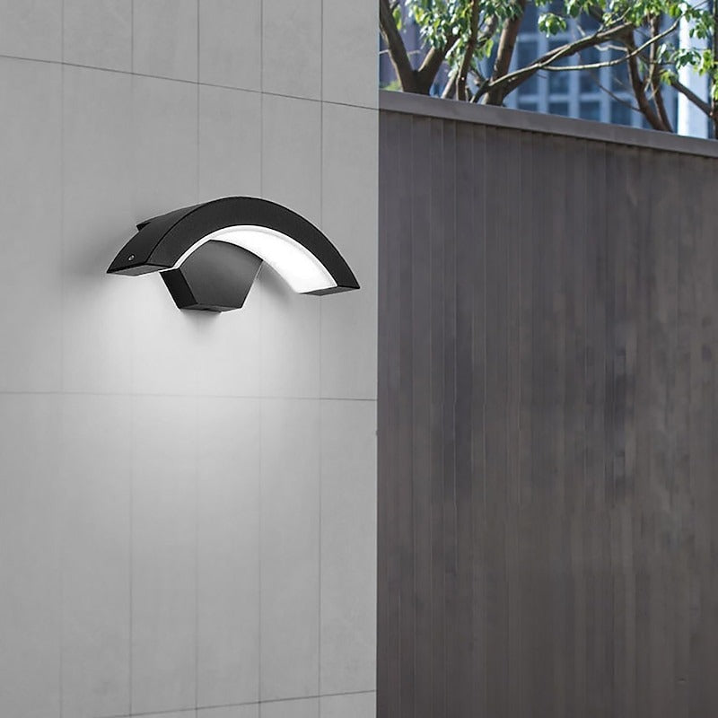 Aplique de Pared Exterior LED Curvo IP65 de Aluminio Negro