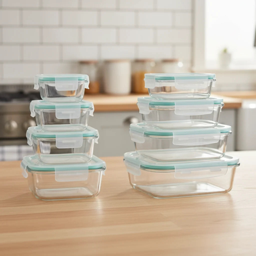 Recipientes de Vidrio para Comida con Tapas Herméticas, Set