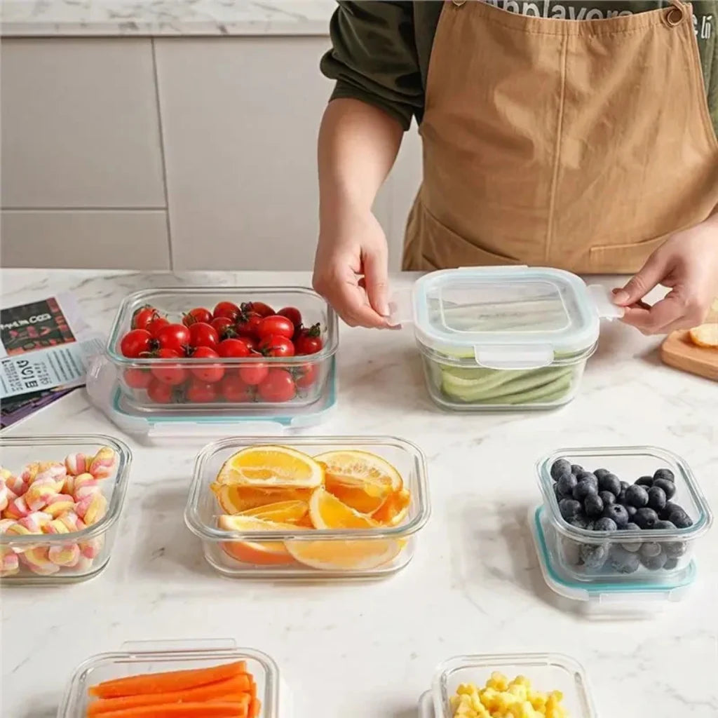 Recipientes de Vidrio para Comida con Tapas Herméticas, Set