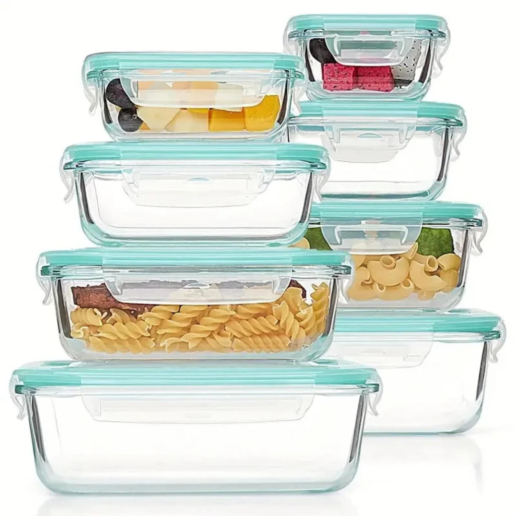 Recipientes de Vidrio para Comida con Tapas Herméticas, Set
