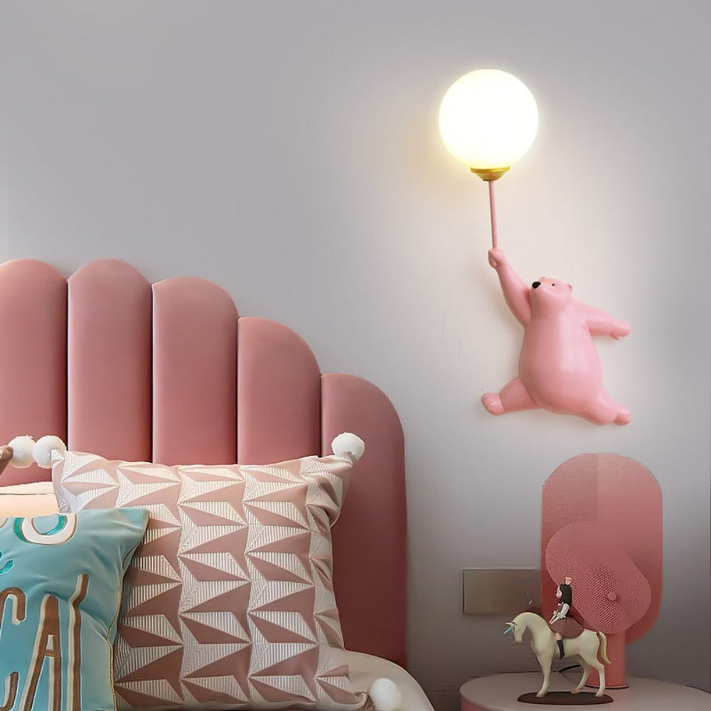 Lámpara de Pared Infantil con Forma de Osito, Luz Suave