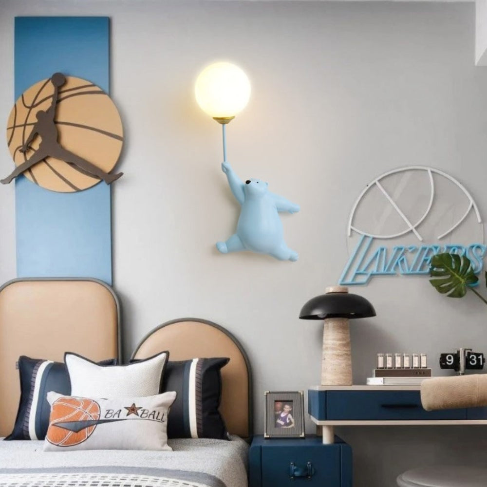 Lámpara de Pared Infantil con Forma de Osito, Luz Suave