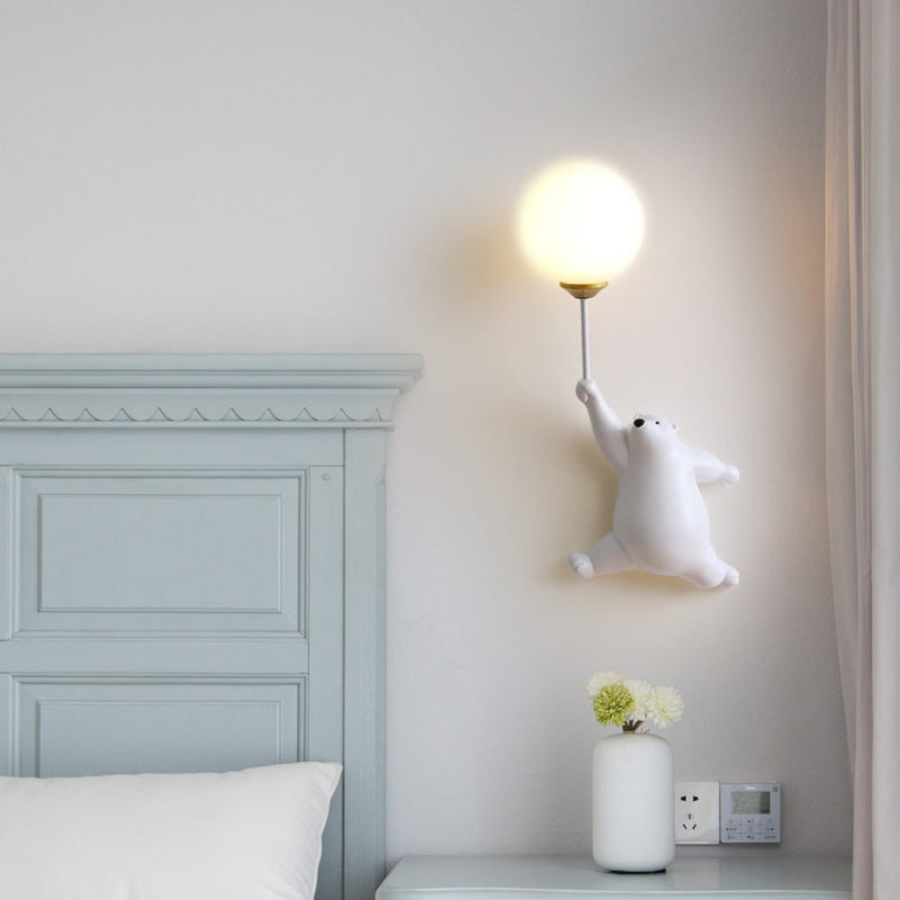 Lámpara de Pared Infantil con Forma de Osito, Luz Suave