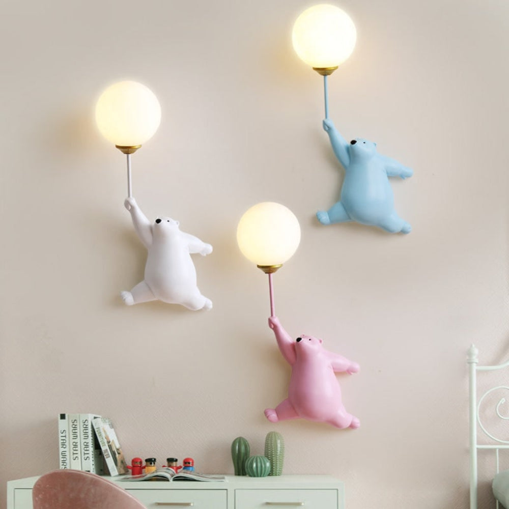 Lámpara de Pared Infantil con Forma de Osito, Luz Suave