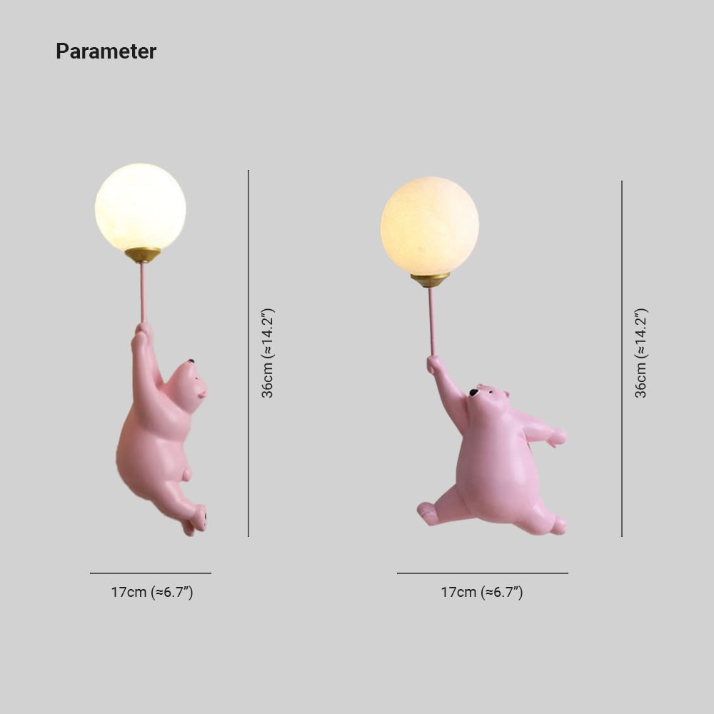 Lámpara de Pared Infantil con Forma de Osito, Luz Suave