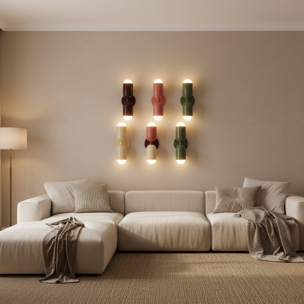 Aplique de Pared de Doble Bombilla Moderno en 9 Colores