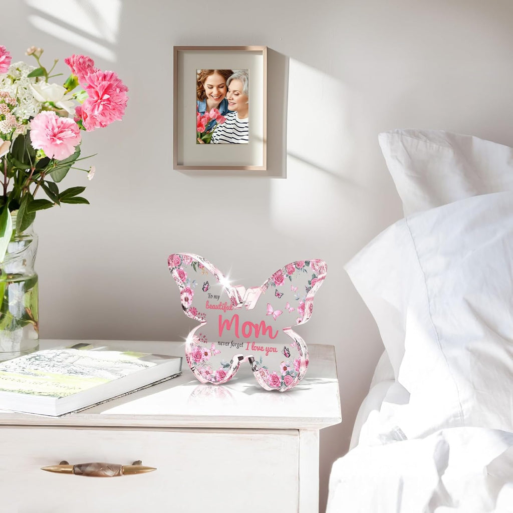 Placa Acrílica Decorativa con Mensaje para Mamá Mariposas