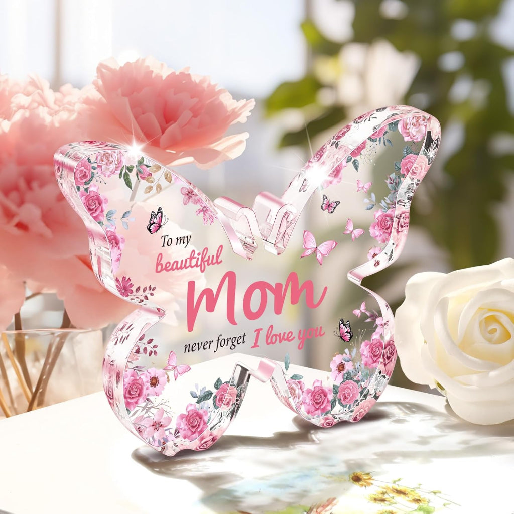 Placa Acrílica Decorativa con Mensaje para Mamá Mariposas