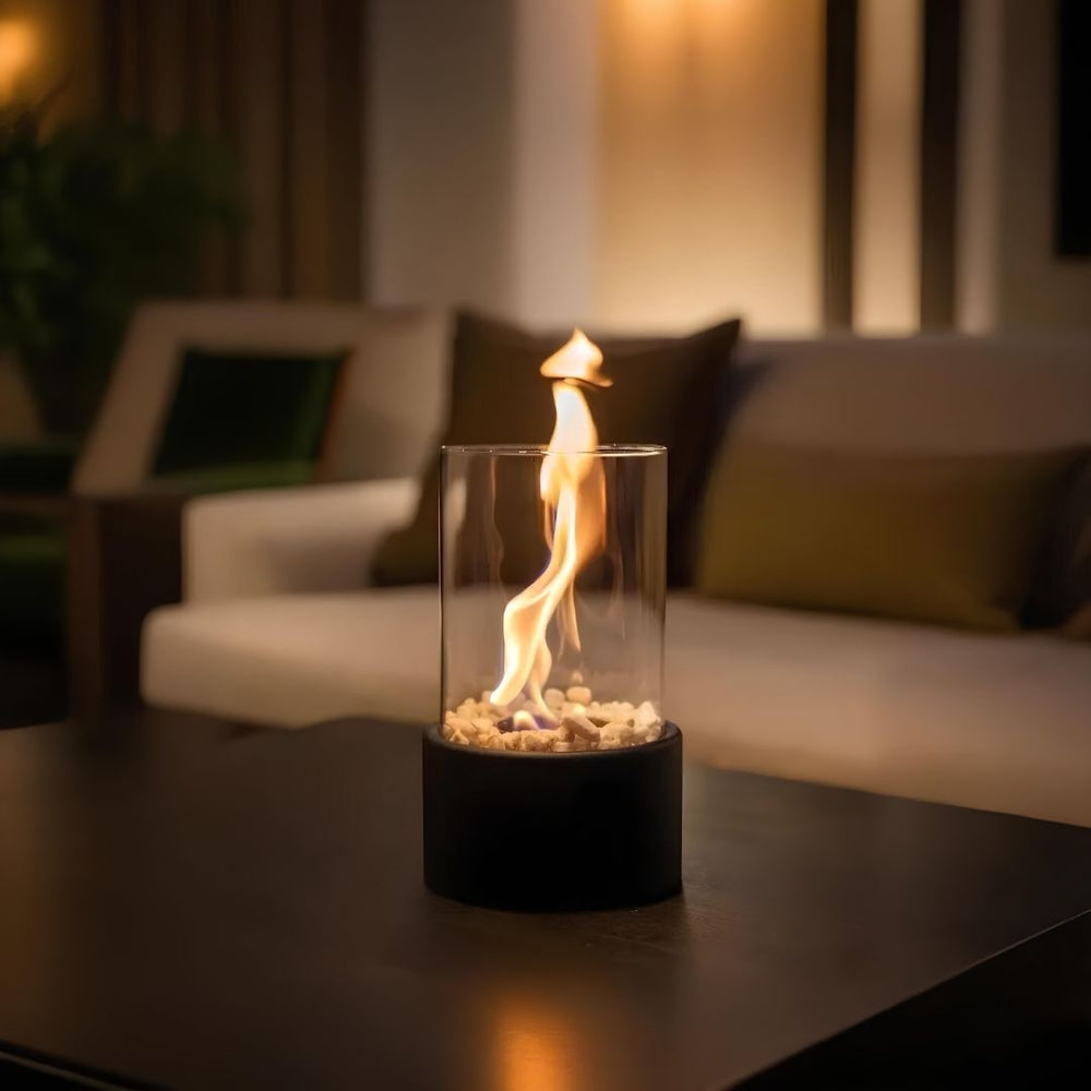 Lámpara de Aceite Decorativa de Mesa con Cilindro de Vidrio