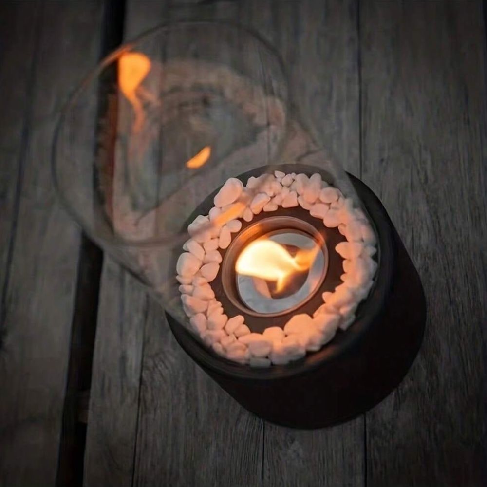 Lámpara de Aceite Decorativa de Mesa con Cilindro de Vidrio