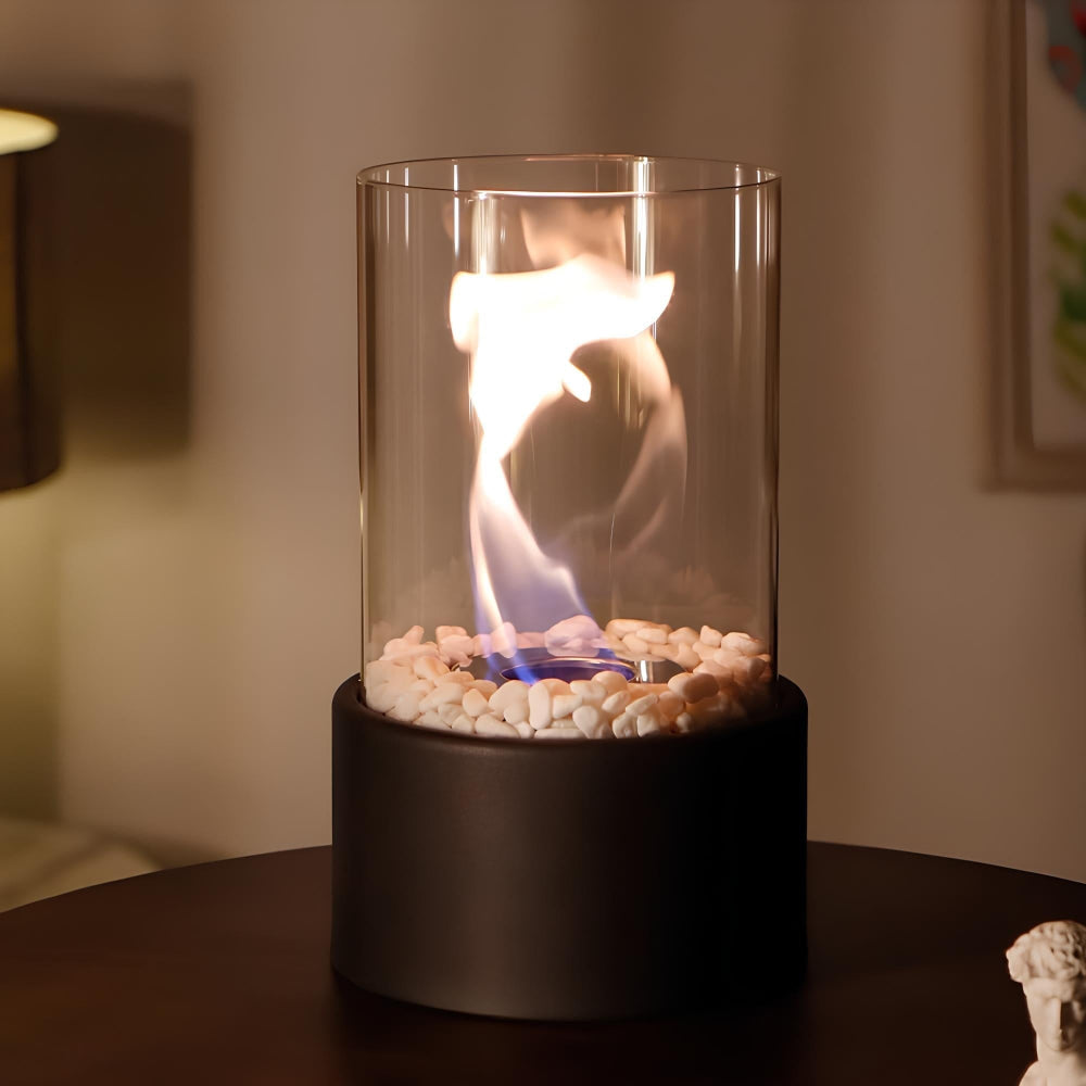 Lámpara de Aceite Decorativa de Mesa con Cilindro de Vidrio