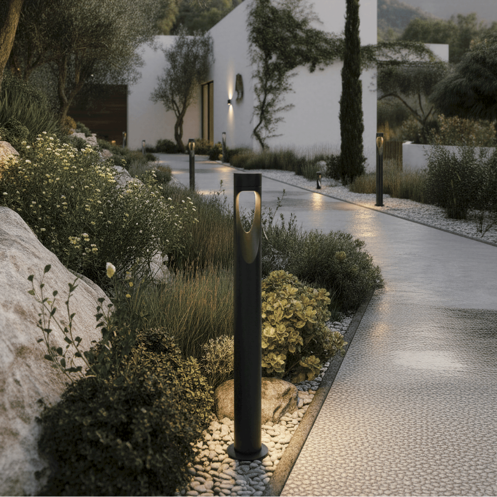 Lámpara de Pie LED para Exterior con Base Redonda, Jardín