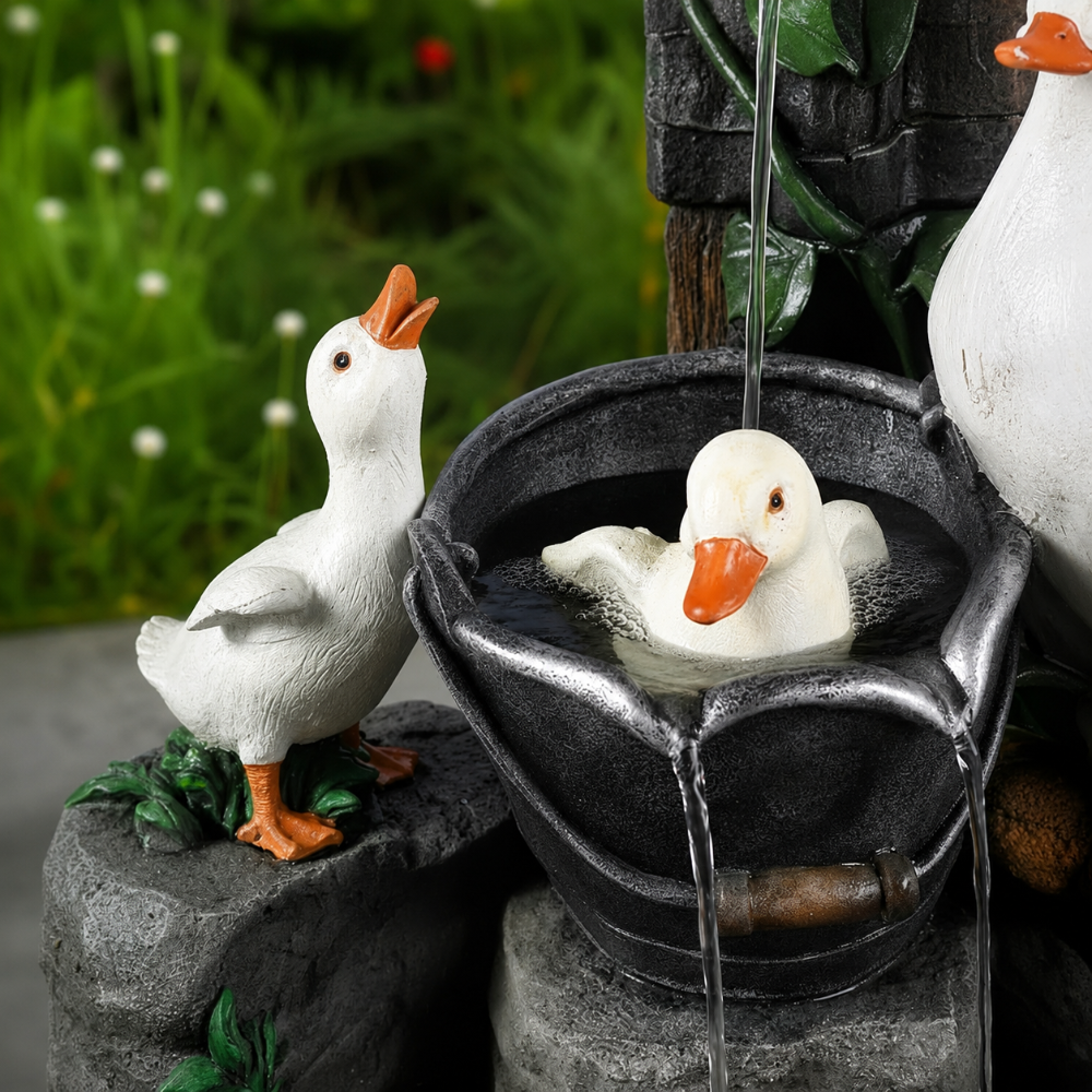 Fuente Solar para Jardín con Bebedero de Pájaros Decorativa
