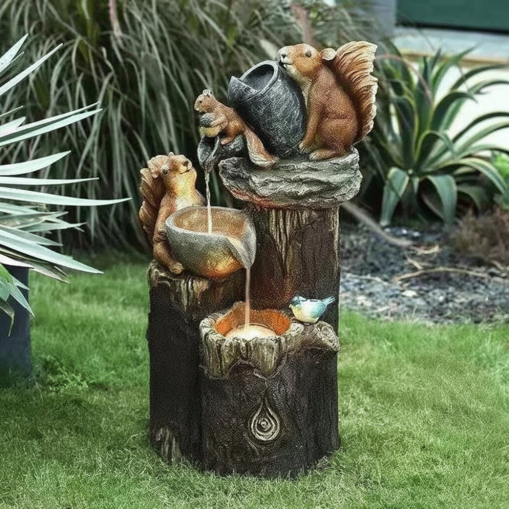 Fuente Solar para Jardín con Bebedero de Pájaros Decorativa