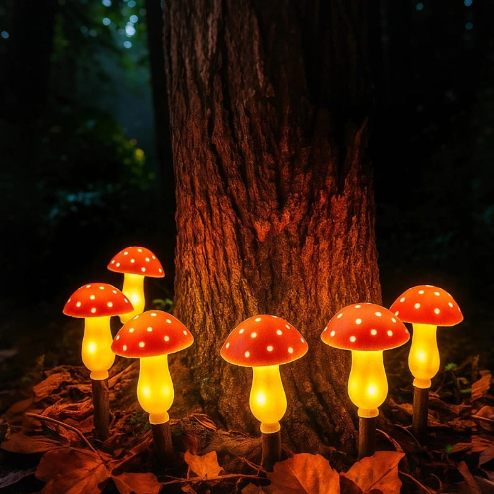 Luces Solares de Jardín con Forma de Seta, Estacas LED