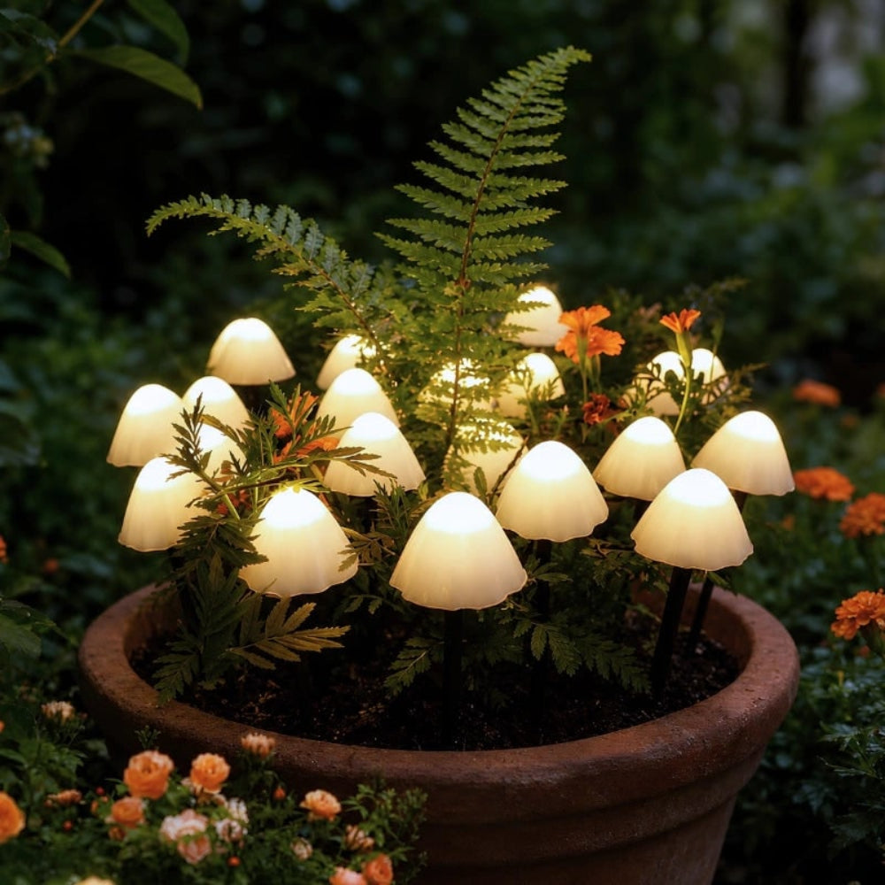 Luces Solares de Jardín con Forma de Seta, Estacas LED