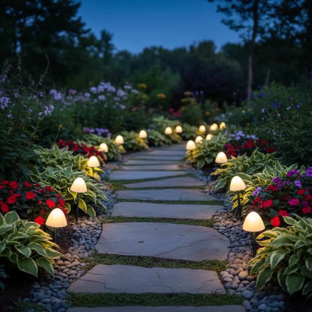 Luces Solares de Jardín con Forma de Seta, Estacas LED